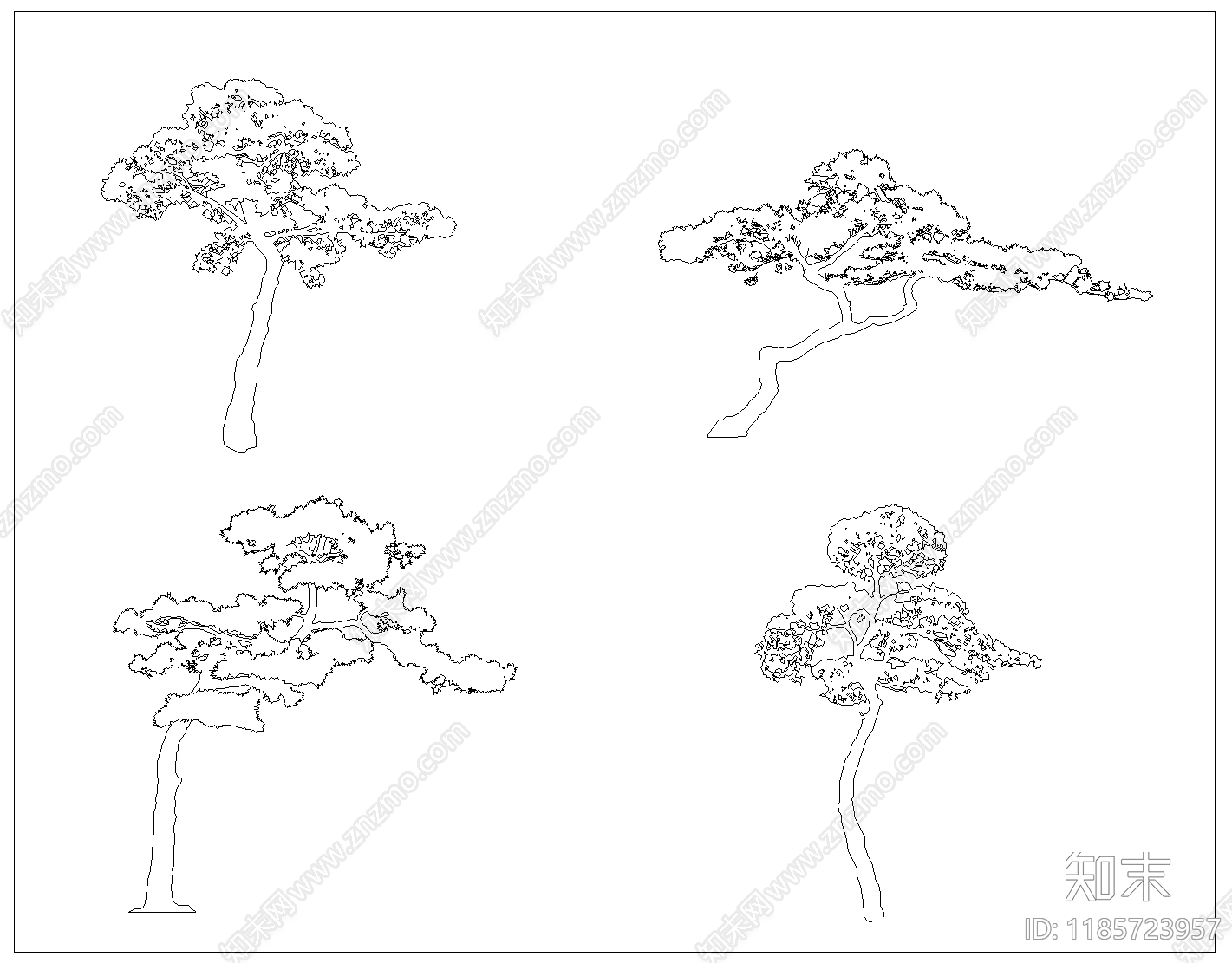 新中式中式综合植物图库cad施工图下载【ID:1185723957】