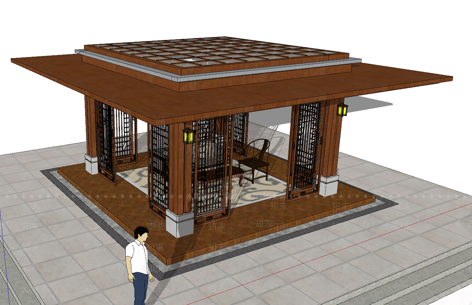新中式中式古建筑SU模型下载【ID:1185724479】