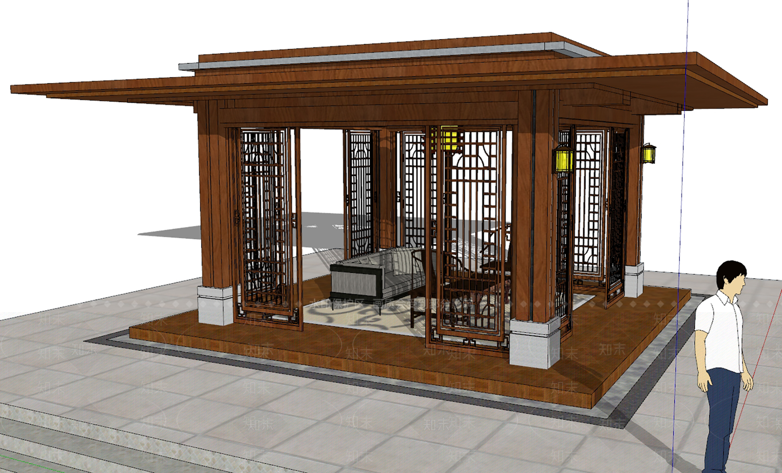 新中式中式古建筑SU模型下载【ID:1185724479】