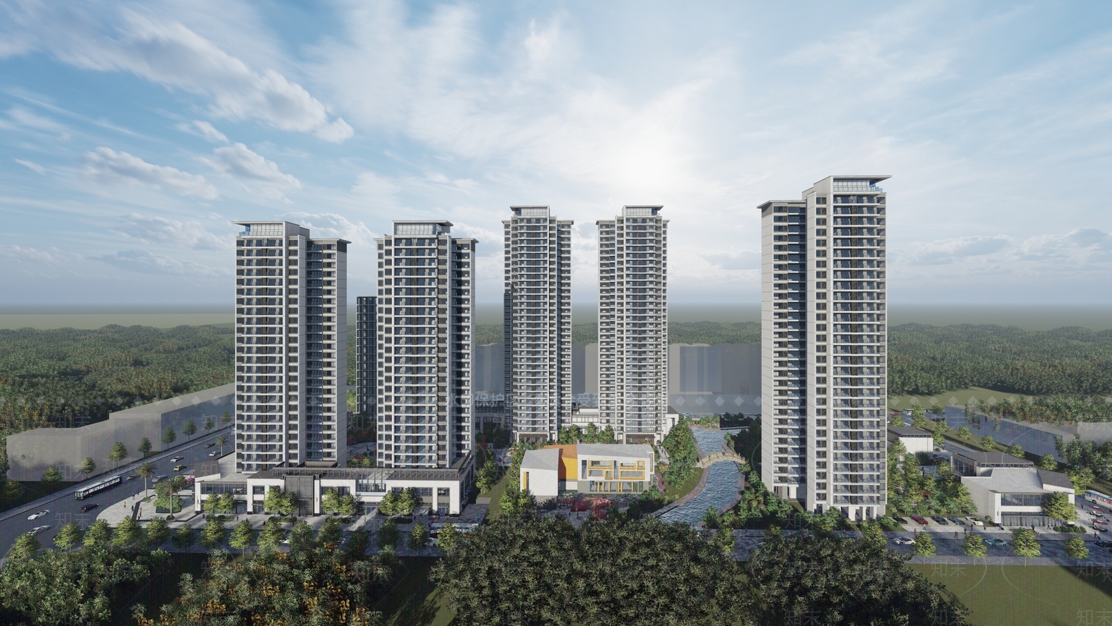 现代高层住宅SU模型下载【ID:1185793350】