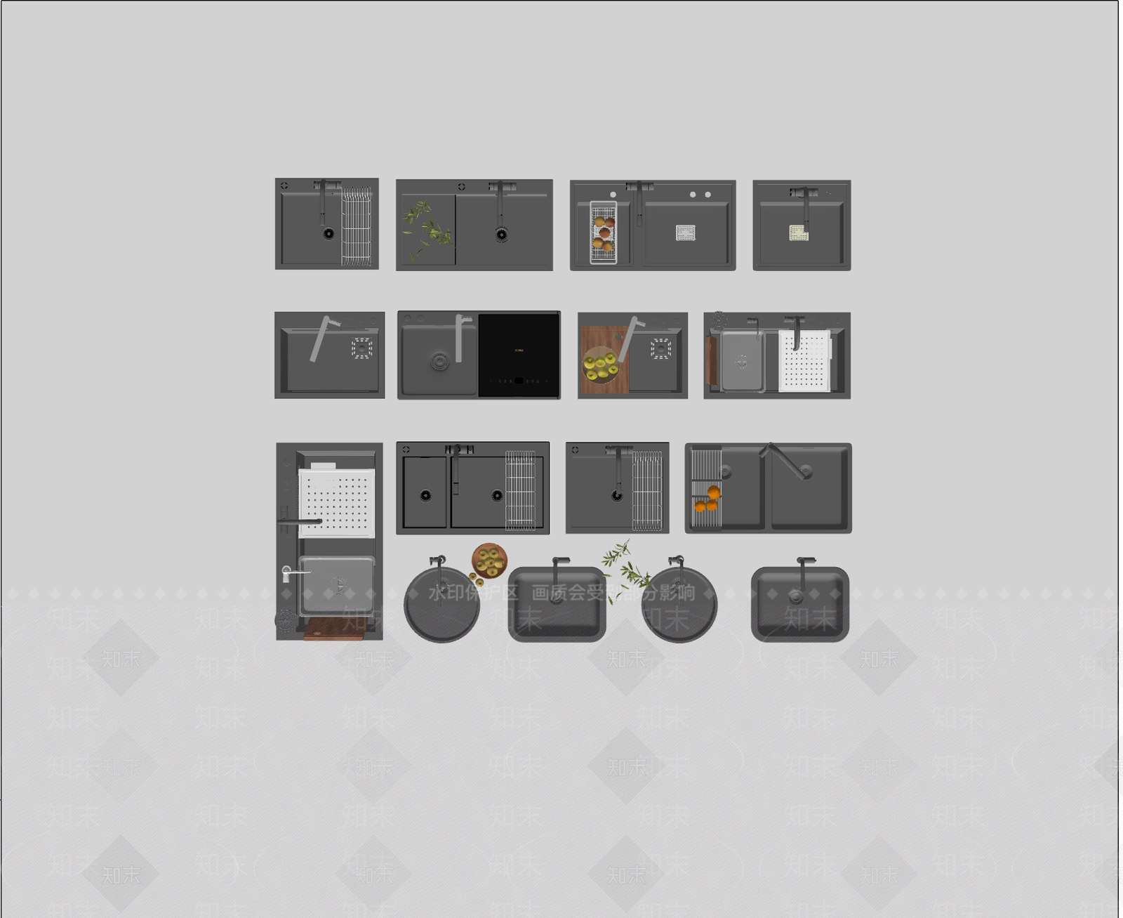 厨房用品组合SU模型下载【ID:1185735085】