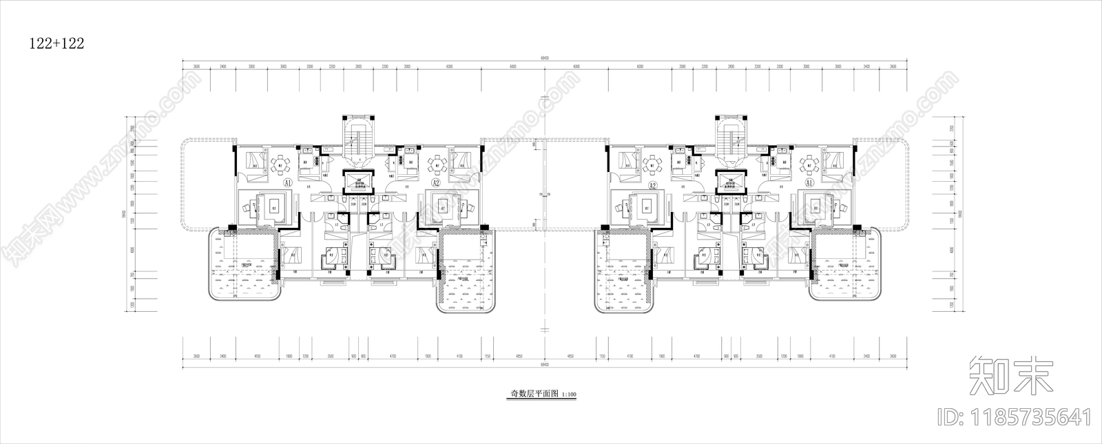 现代住宅楼建筑施工图下载【ID:1185735641】