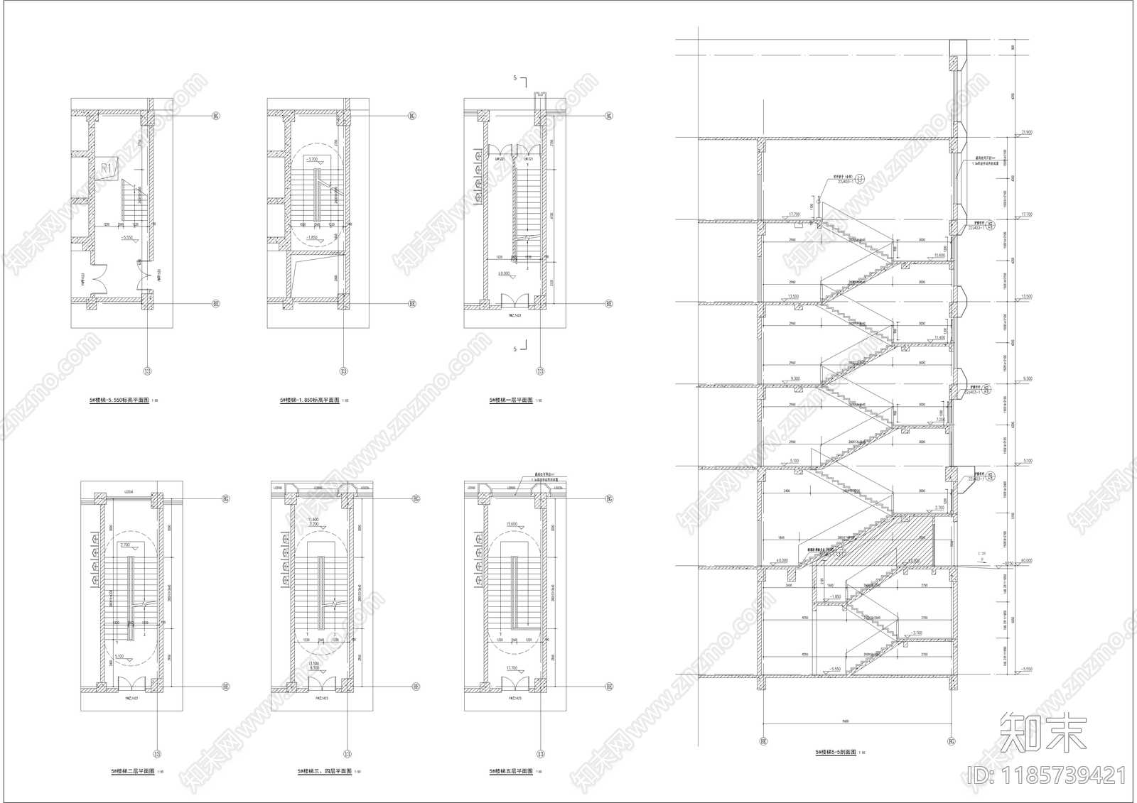 现代产业园建筑cad施工图下载【ID:1185739421】