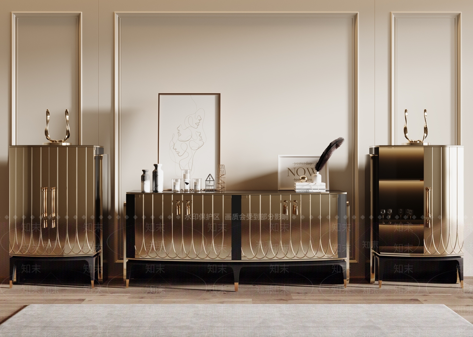 法式欧式电视柜SU模型下载【ID:1185740761】