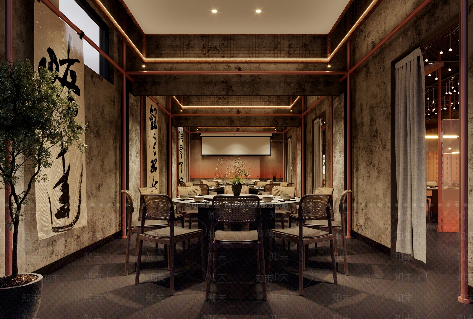 现代中餐厅3D模型下载【ID:1185777584】