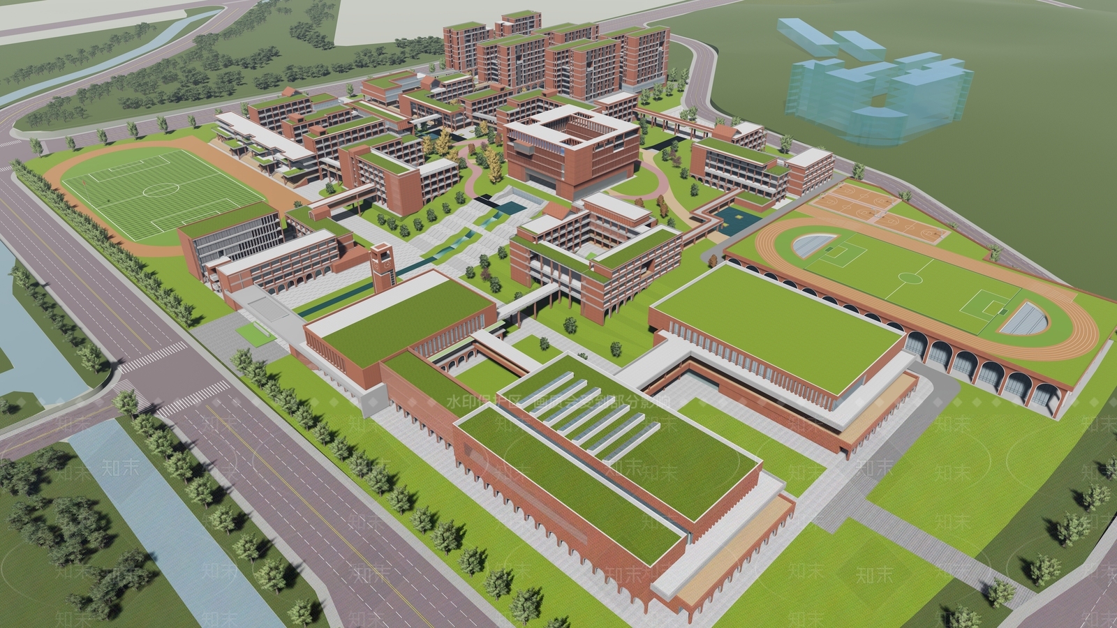现代复古学校建筑SU模型下载【ID:1185741776】