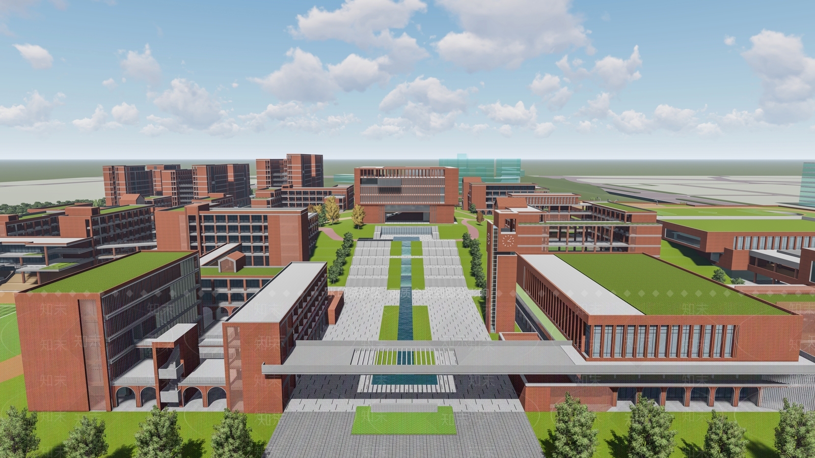 现代复古学校建筑SU模型下载【ID:1185741776】