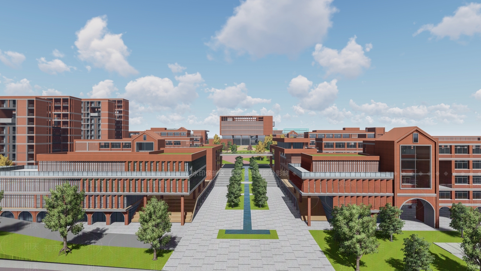 现代复古学校建筑SU模型下载【ID:1185741776】