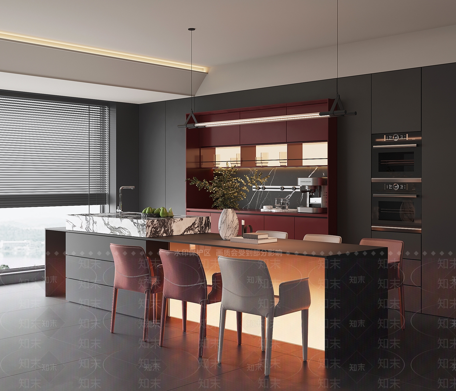 现代家居餐厅3D模型下载【ID:1185745781】