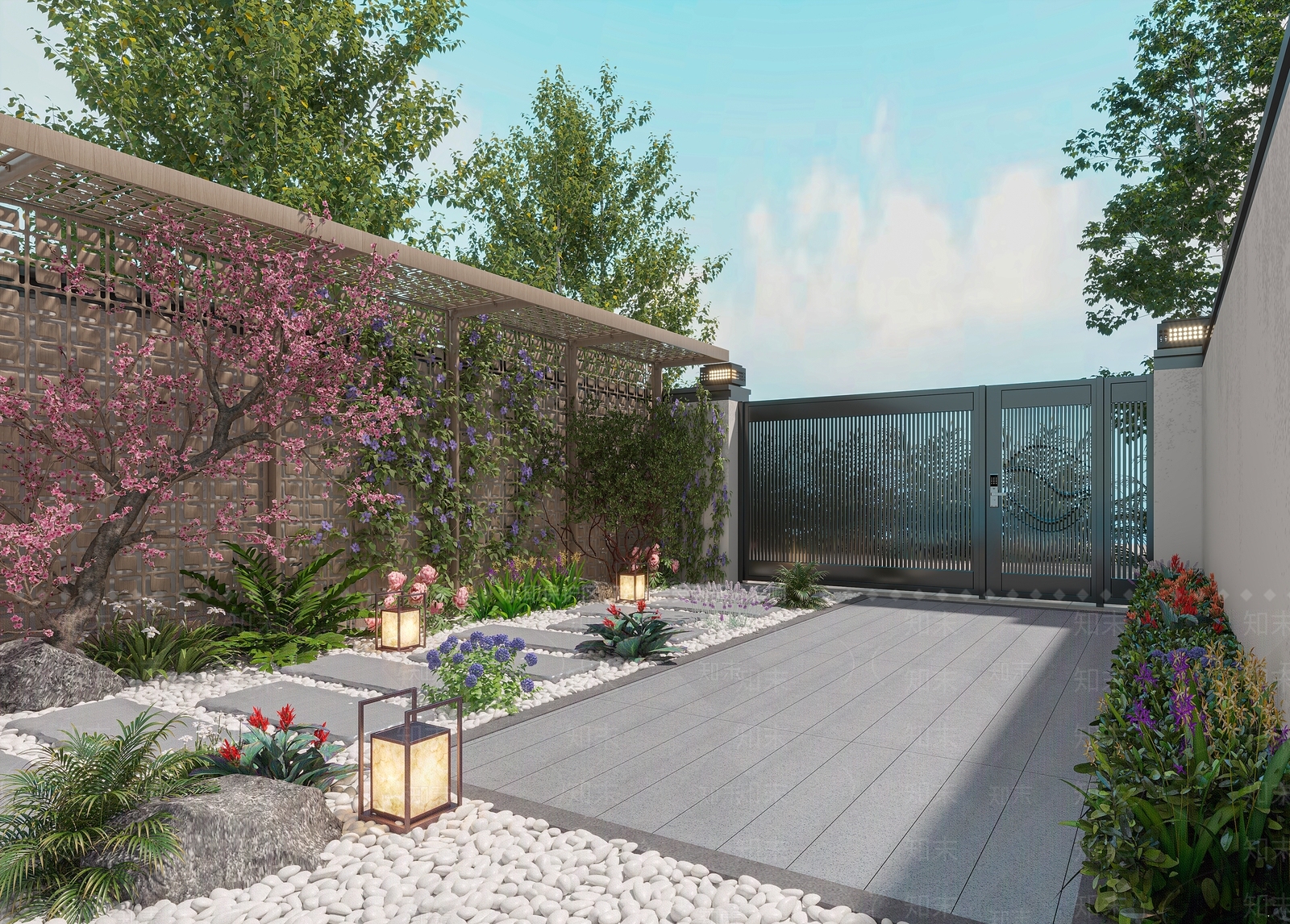 现代新中式庭院3D模型下载【ID:1185750265】