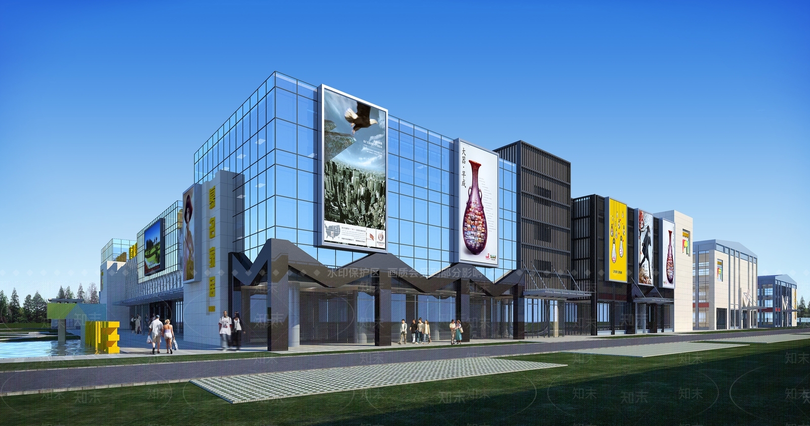 现代简约商场外观3D模型下载【ID:1185757451】
