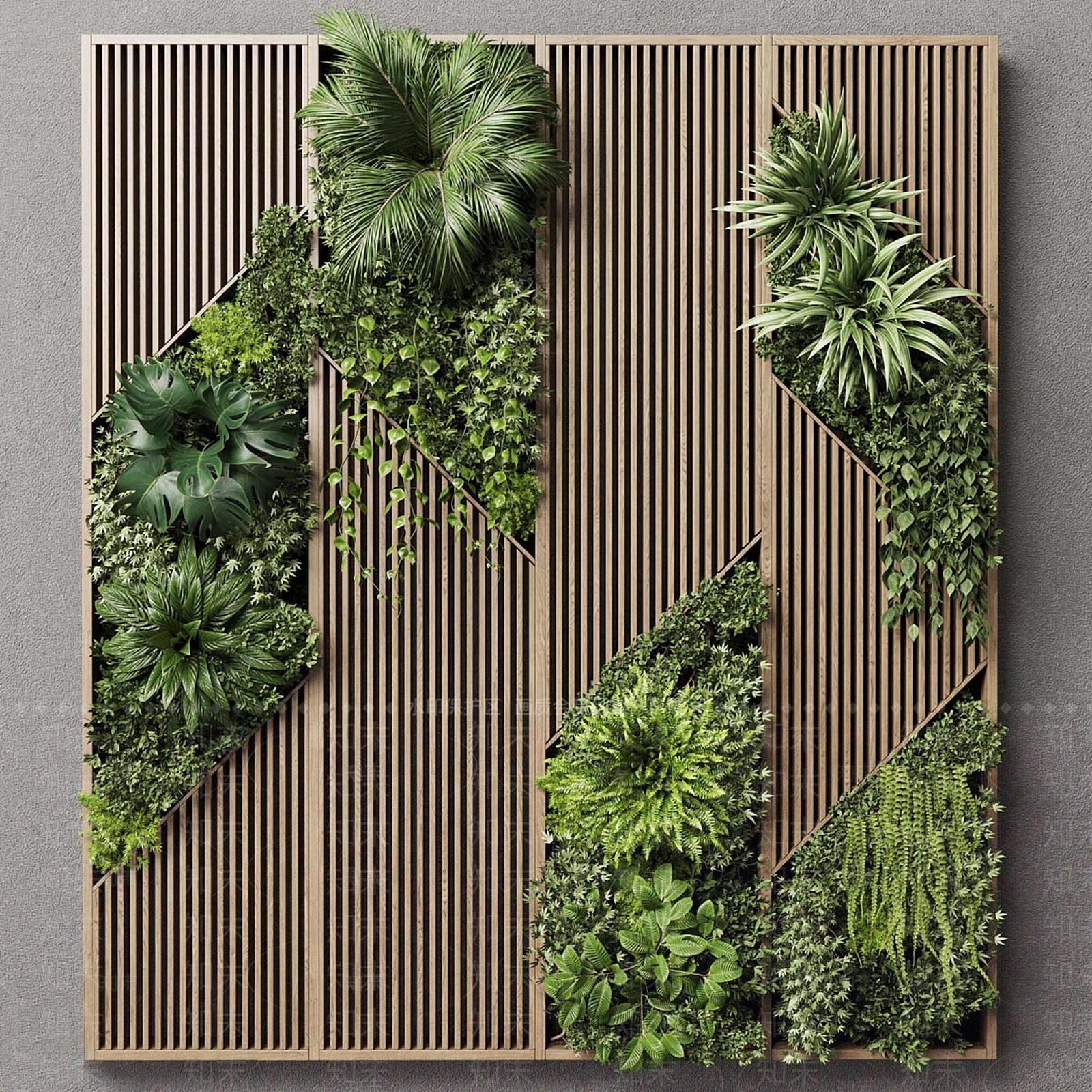 现代绿植墙SU模型草图
