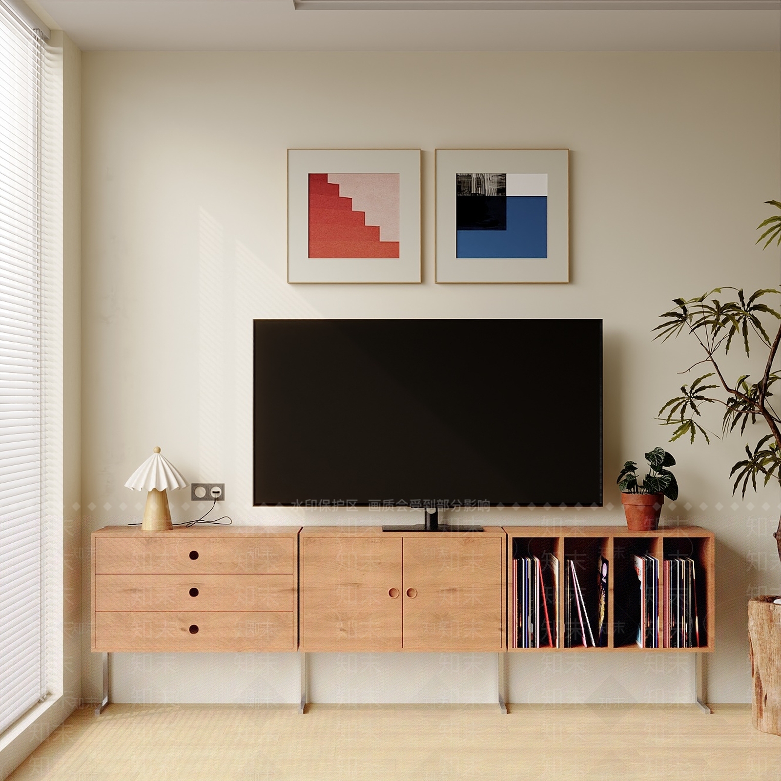 原木北欧电视柜3D模型下载【ID:1185759021】