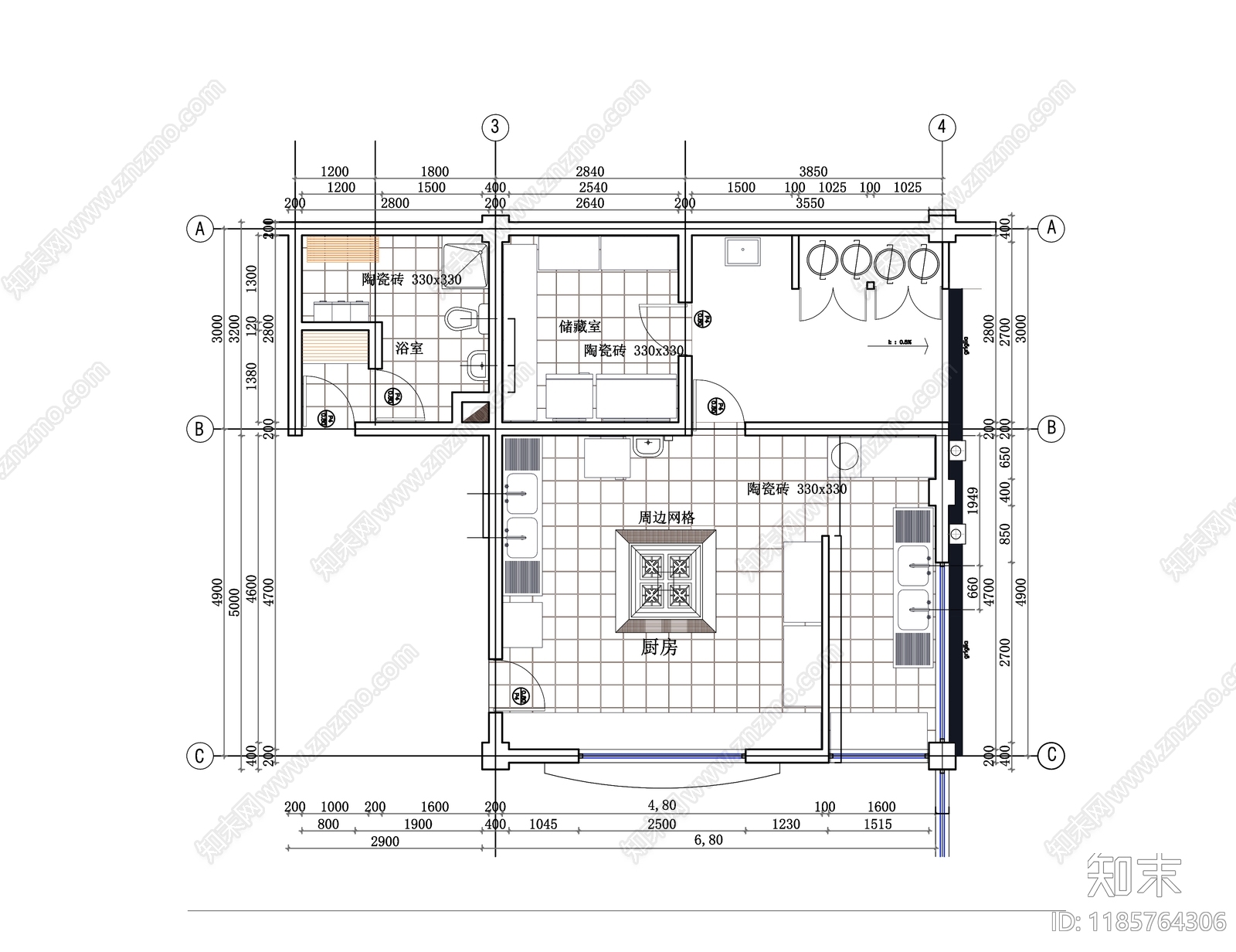 现代其他餐饮空间施工图下载【ID:1185764306】