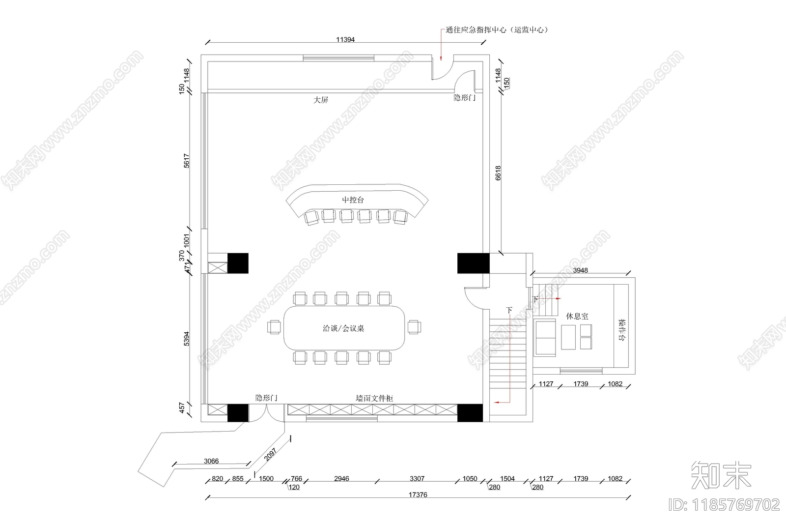 现代极简指挥中心施工图下载【ID:1185769702】