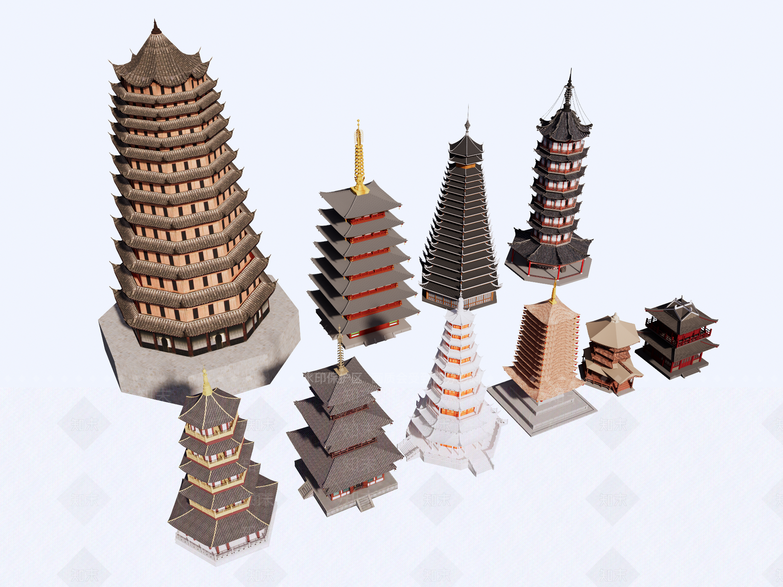 中式古建筑SU模型下载【ID:1185771836】