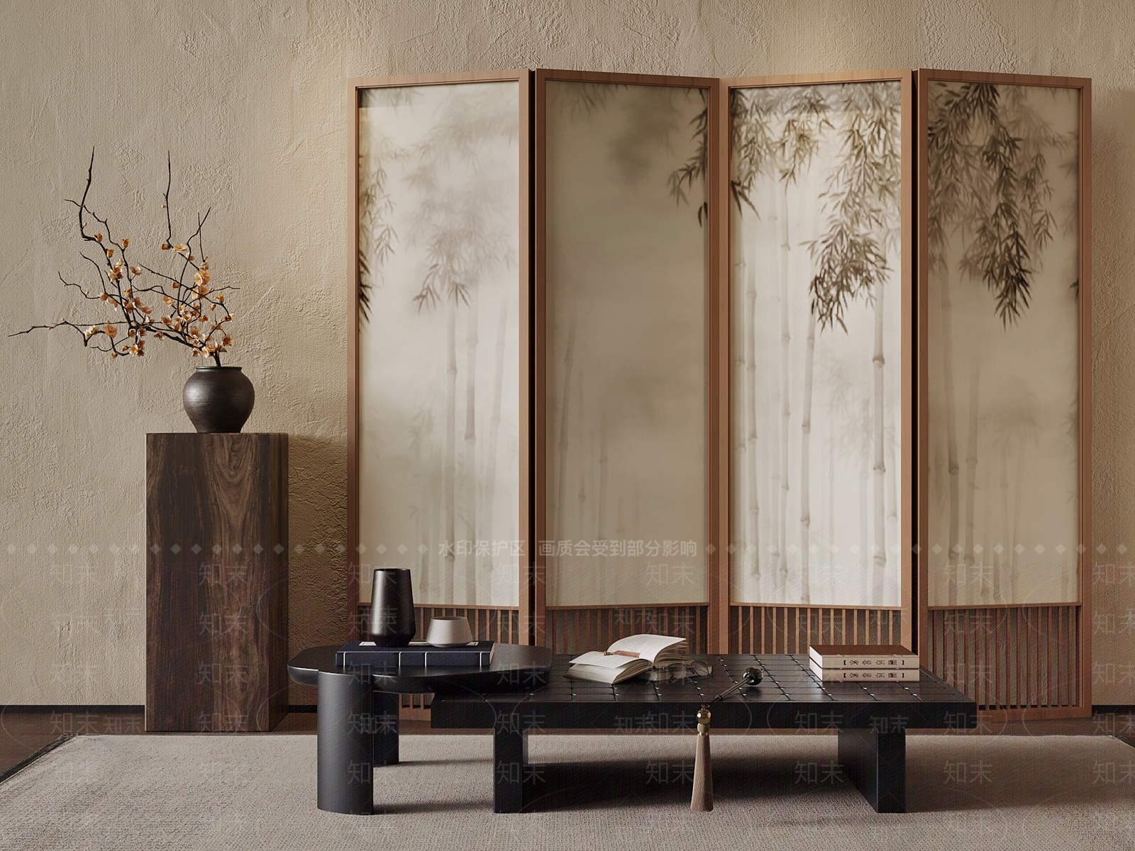 新中式屏风SU模型下载【ID:1185778184】