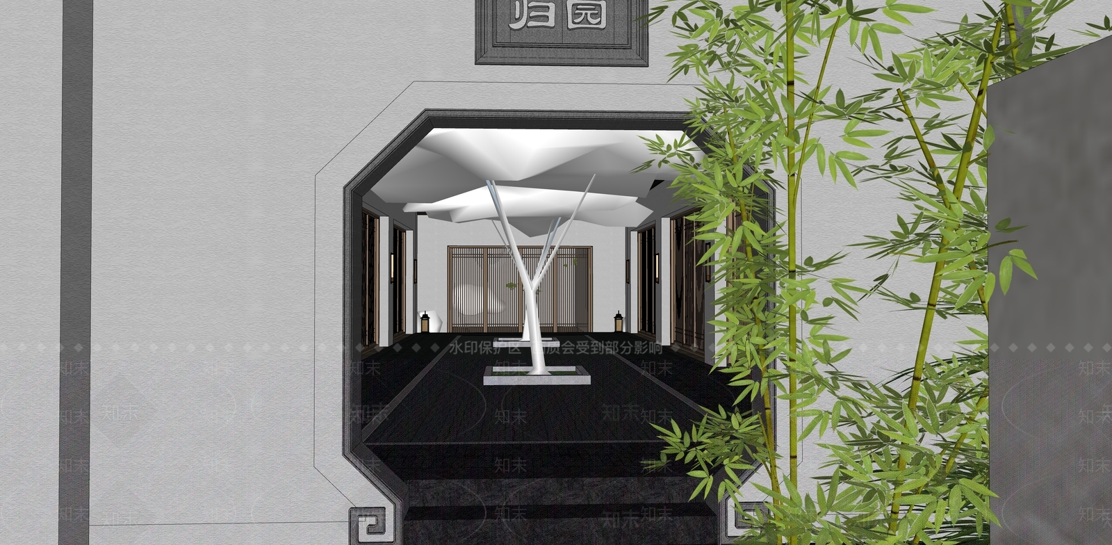 现代庭院小品SU模型下载【ID:1185779044】