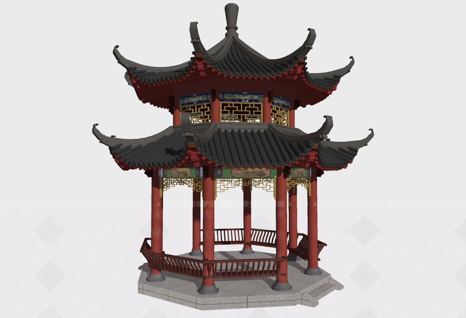 中式古建筑SU模型下载【ID:1185781650】