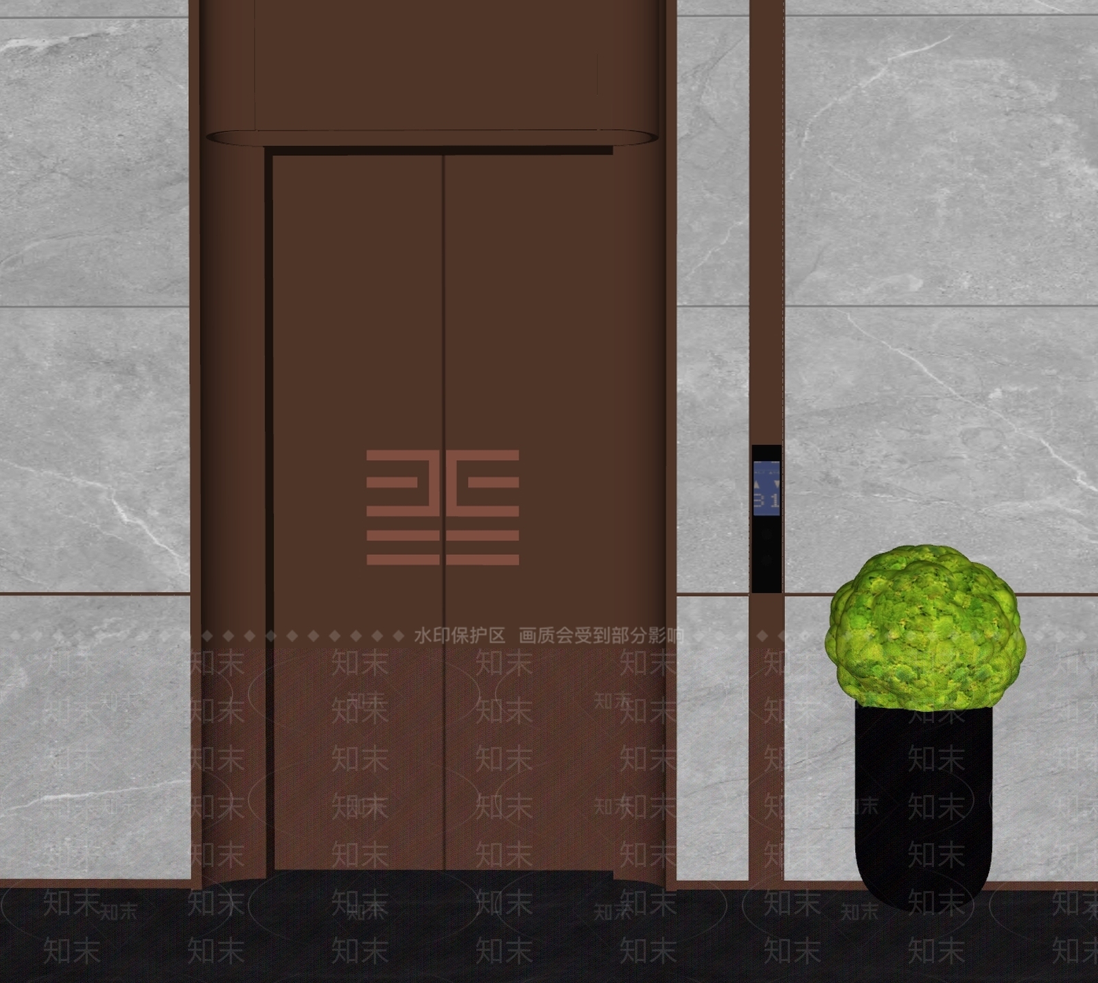 现代电梯厅SU模型下载【ID:1185787384】