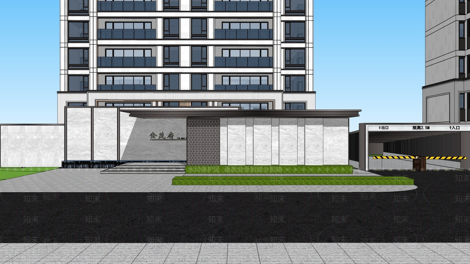 新中式轻奢入口大门SU模型下载【ID:1185792629】