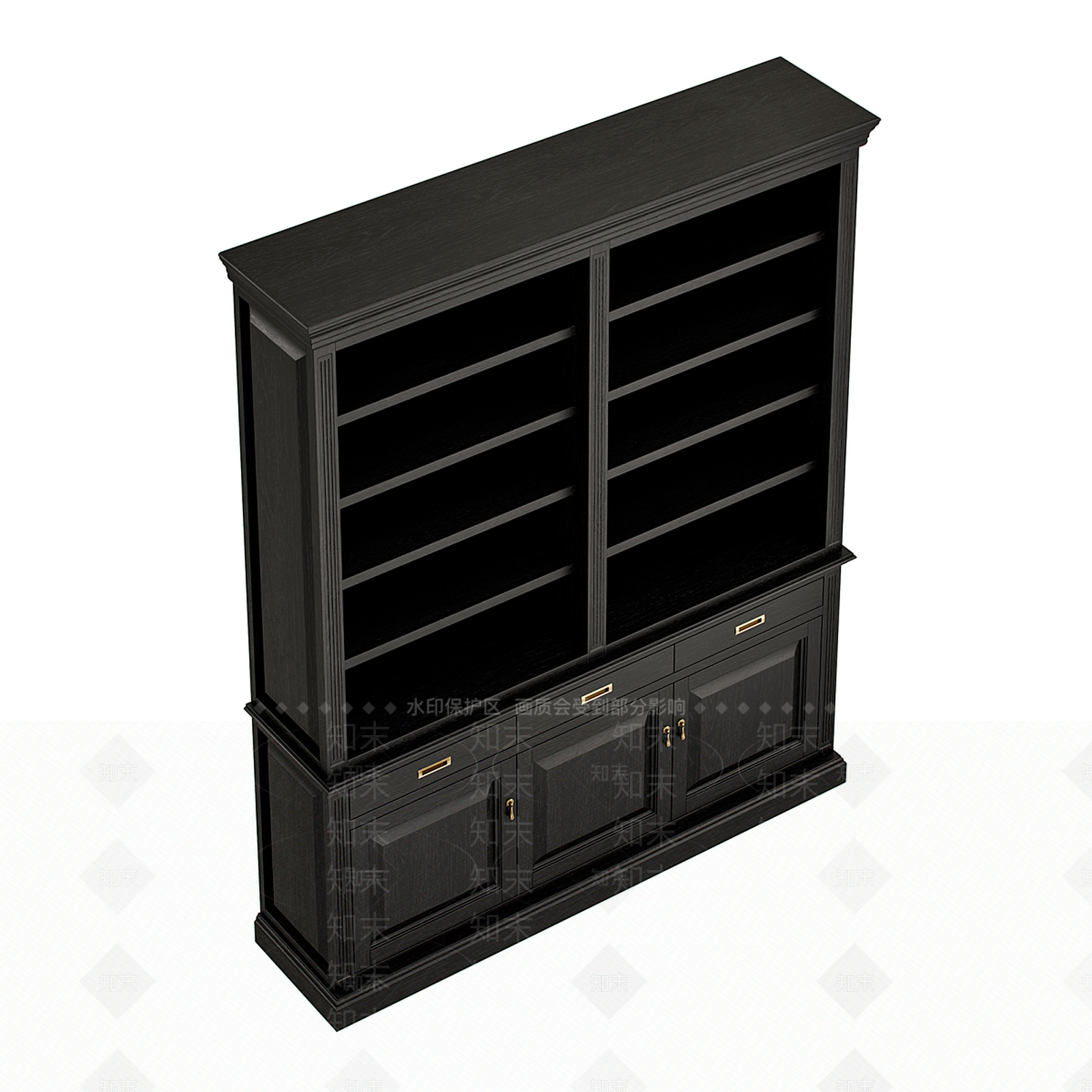 复古中古书柜3D模型下载【ID:1185792511】