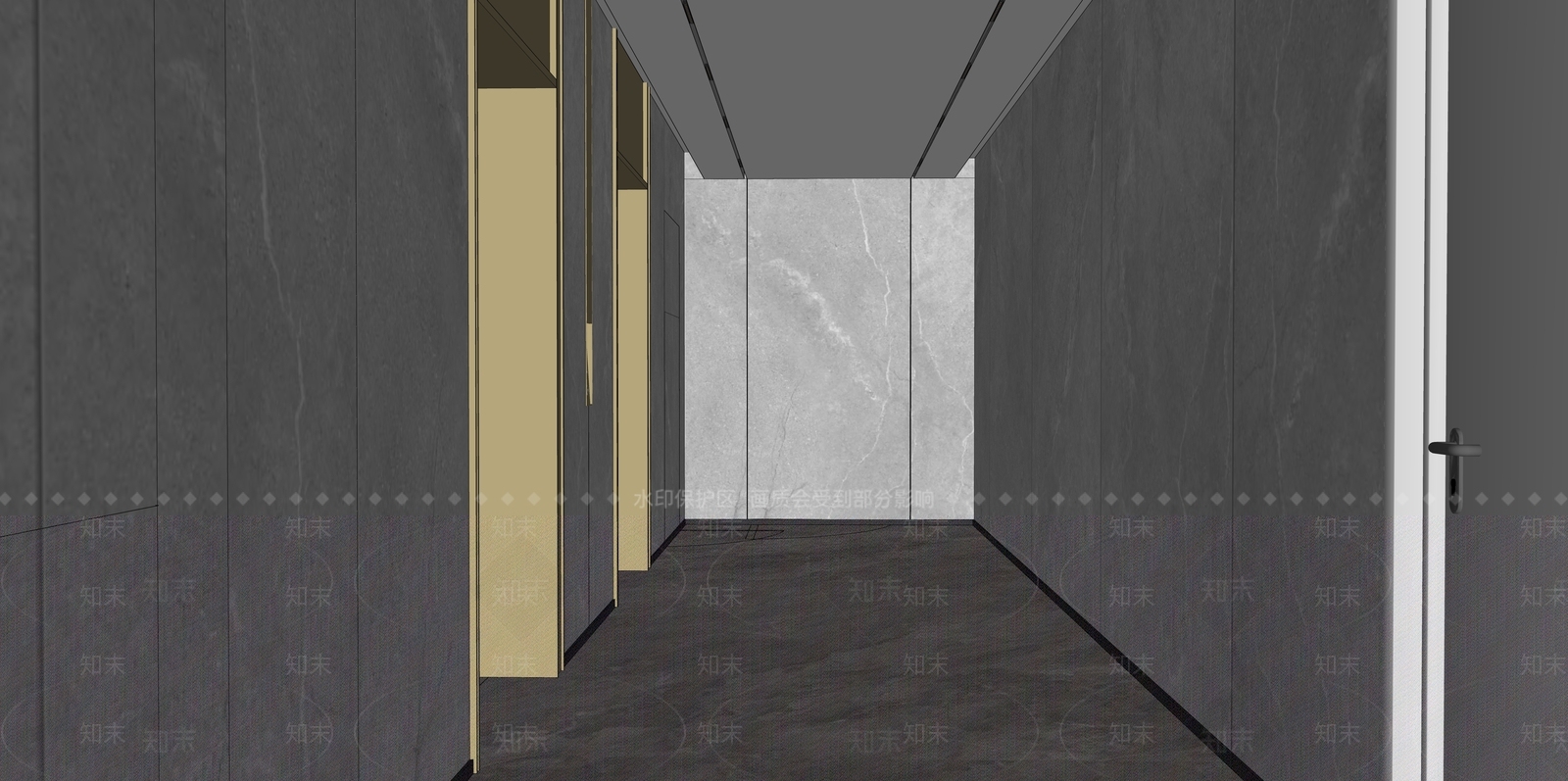 现代新中式电梯厅SU模型下载【ID:1185792888】