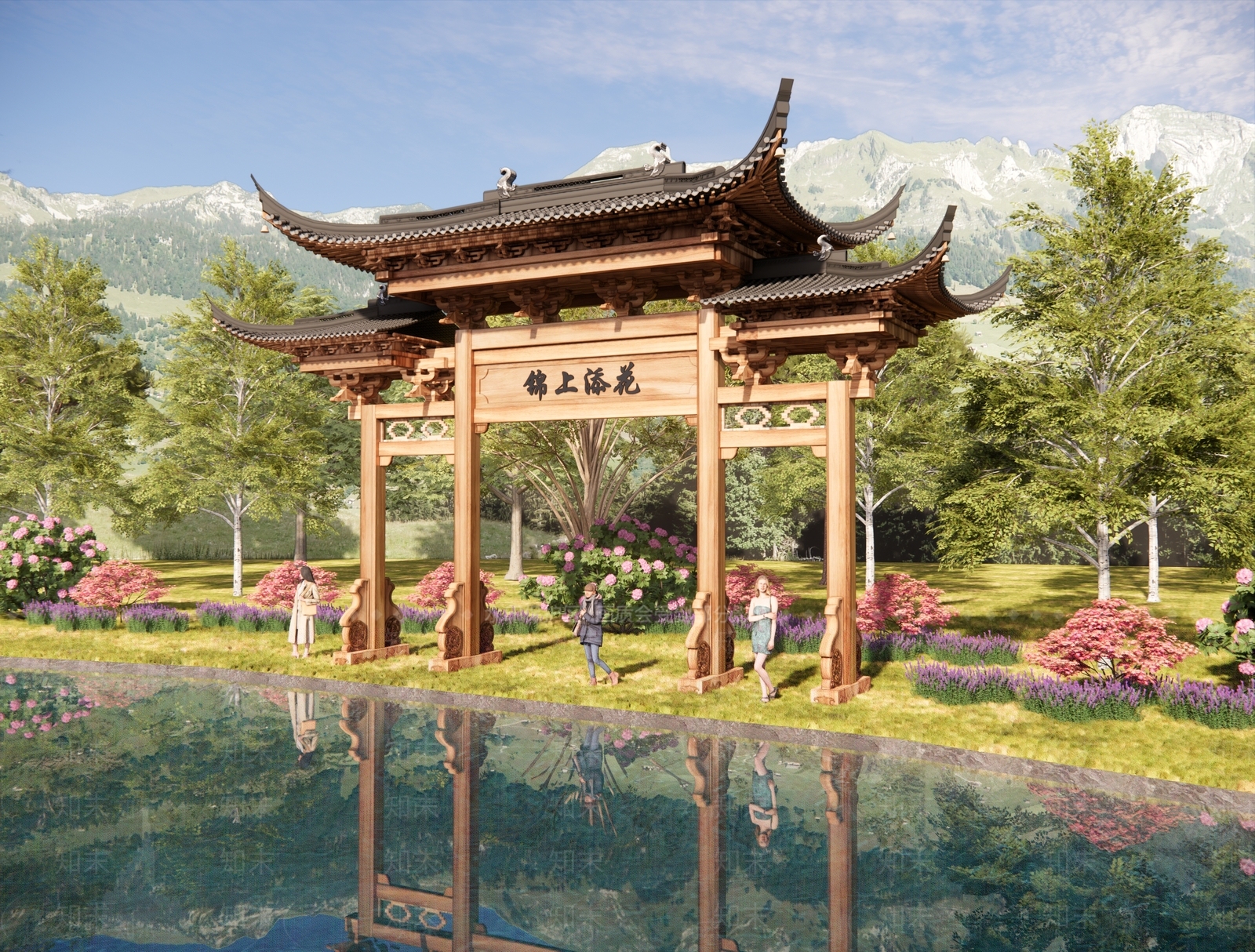 现代新中式牌坊牌楼SU模型下载【ID:1185794018】