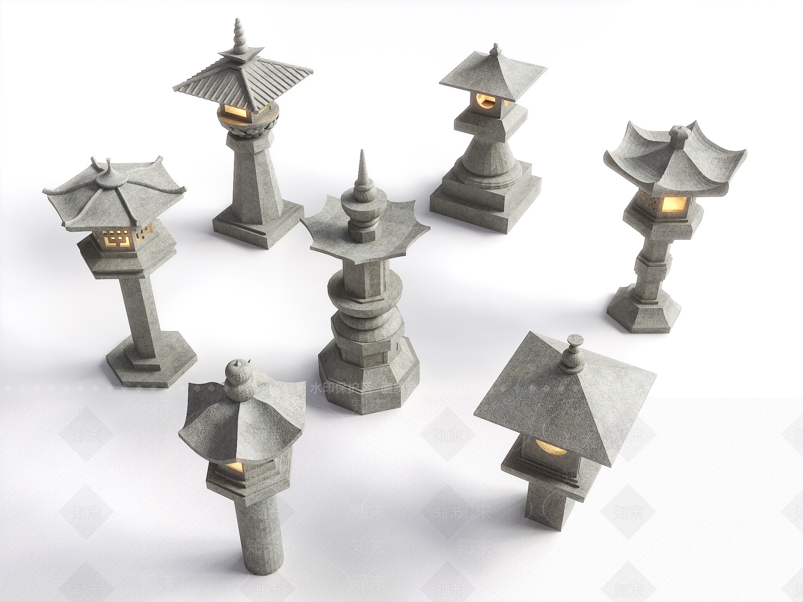 新中式日式庭院小品SU模型下载【ID:1185794495】