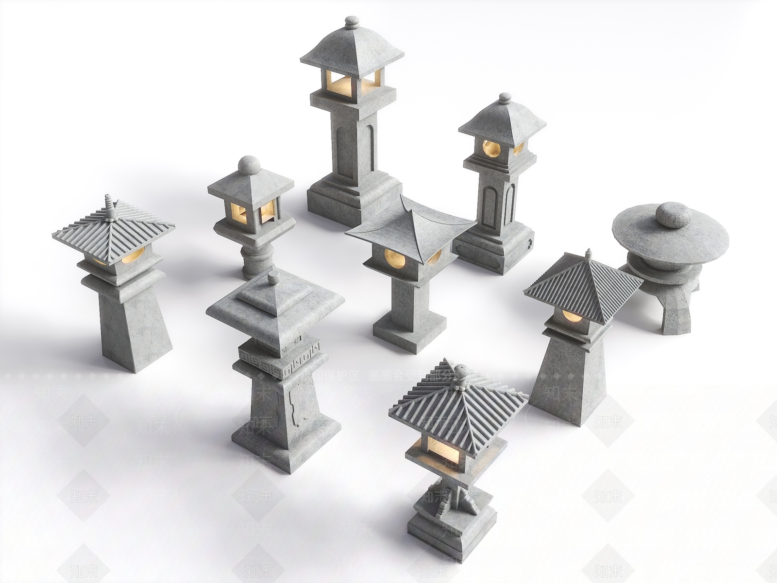 新中式日式庭院小品SU模型下载【ID:1185794782】