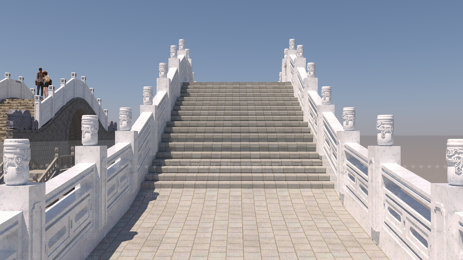 新中式中式景观桥SU模型下载【ID:1185796822】