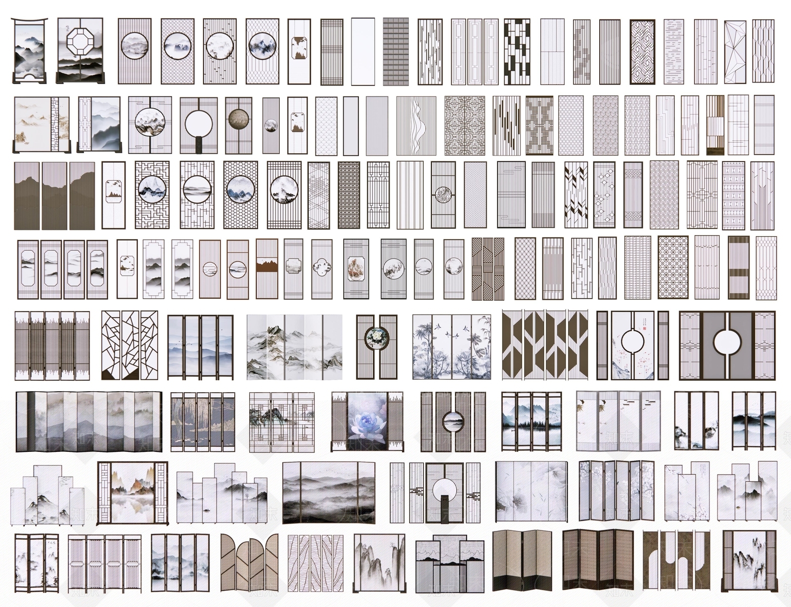 新中式屏风隔断SU模型下载【ID:1185797071】