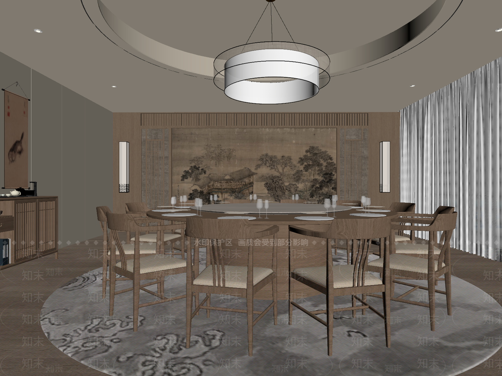 新中式包厢SU模型下载【ID:1185804133】