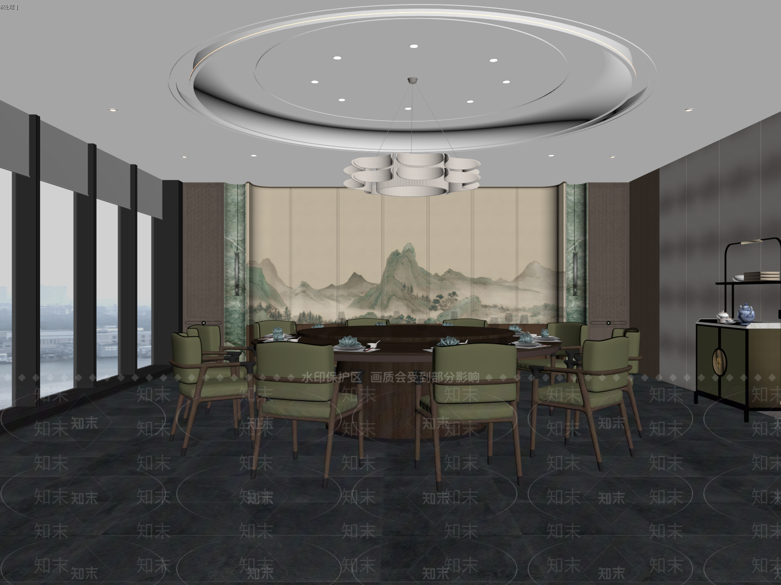新中式包厢SU模型下载【ID:1185804784】