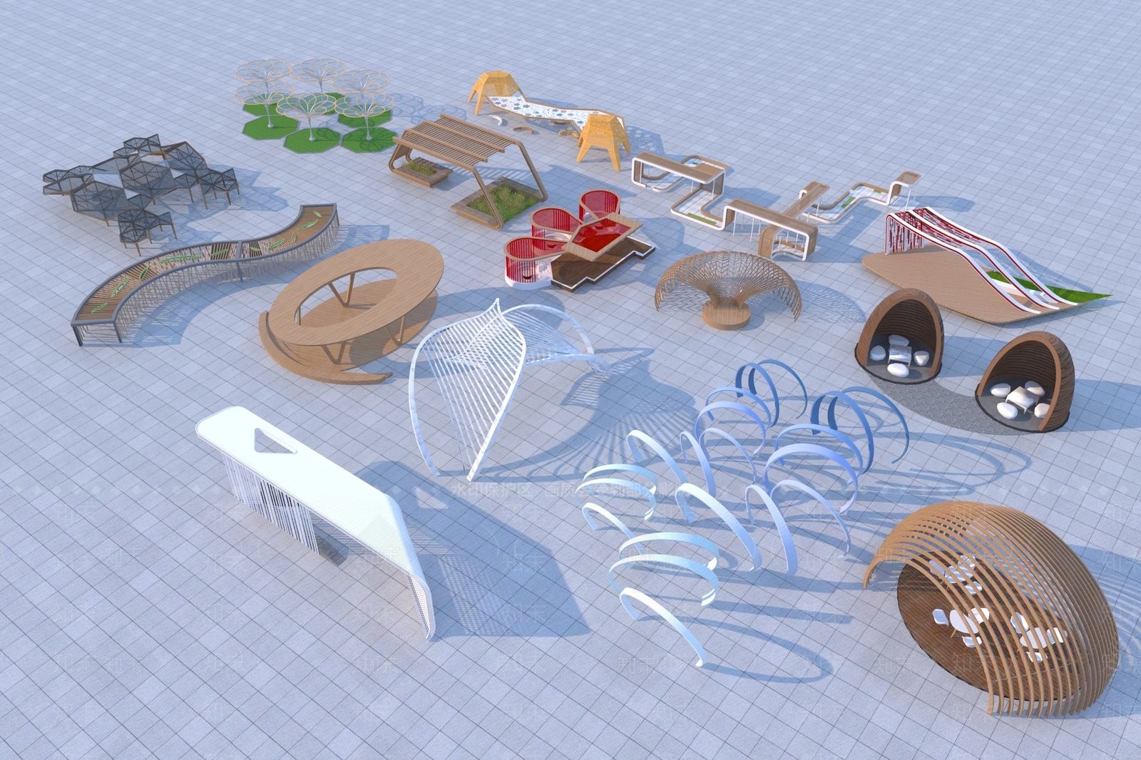 现代廊架3D模型下载【ID:1185809461】