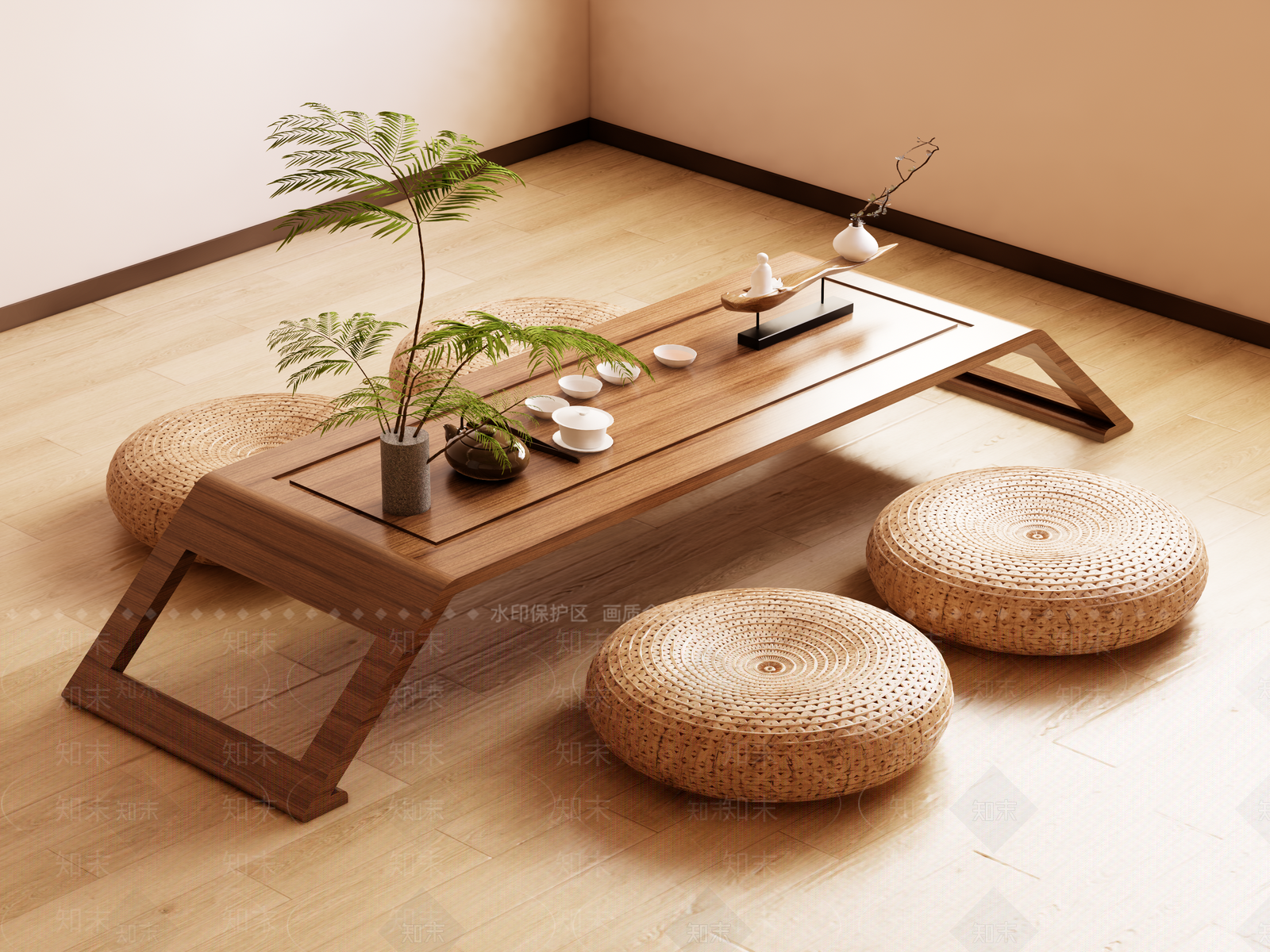 新中式中式茶桌椅SU模型下载【ID:1185812395】
