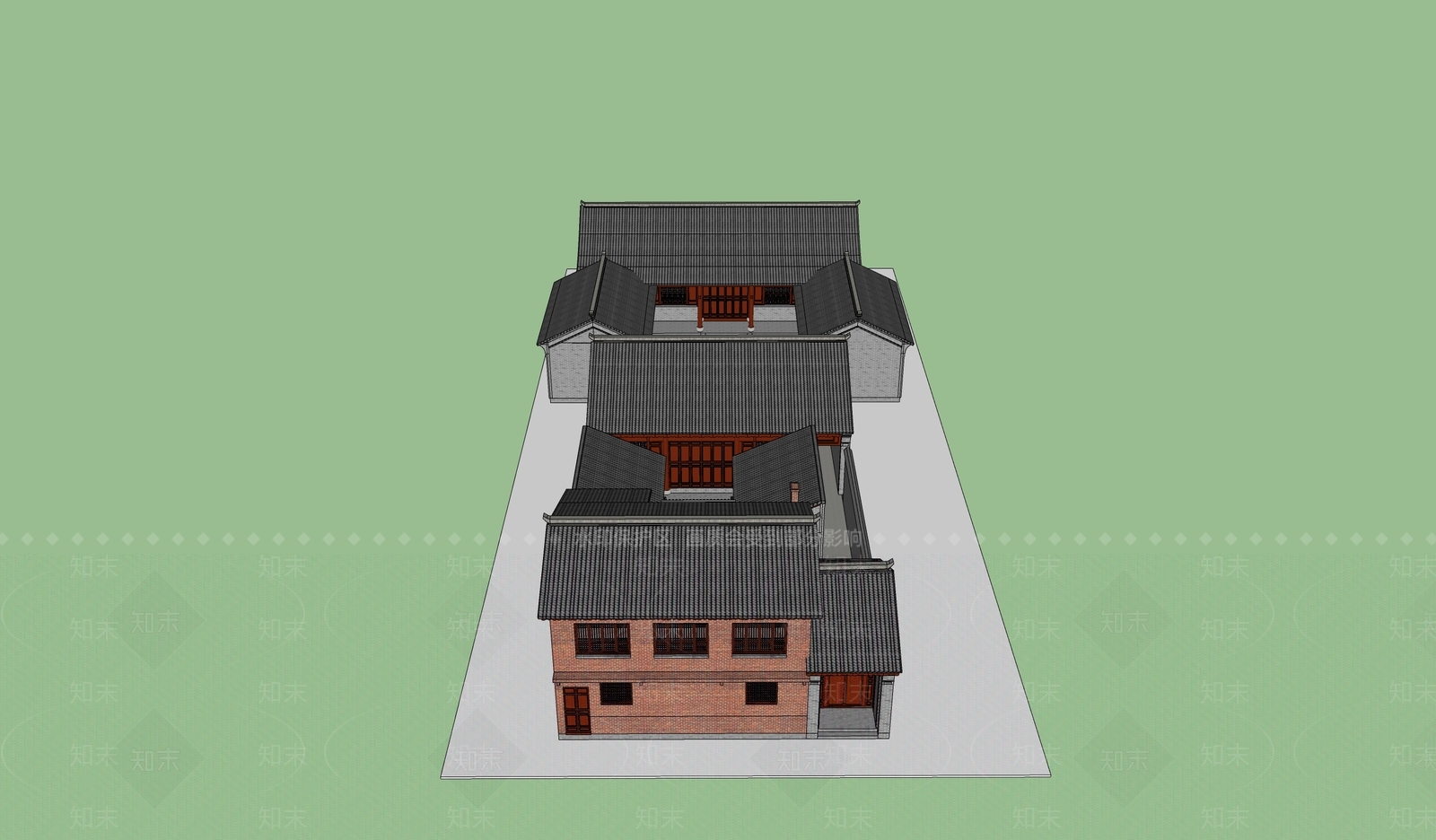 中式四合院SU模型下载【ID:1185812338】