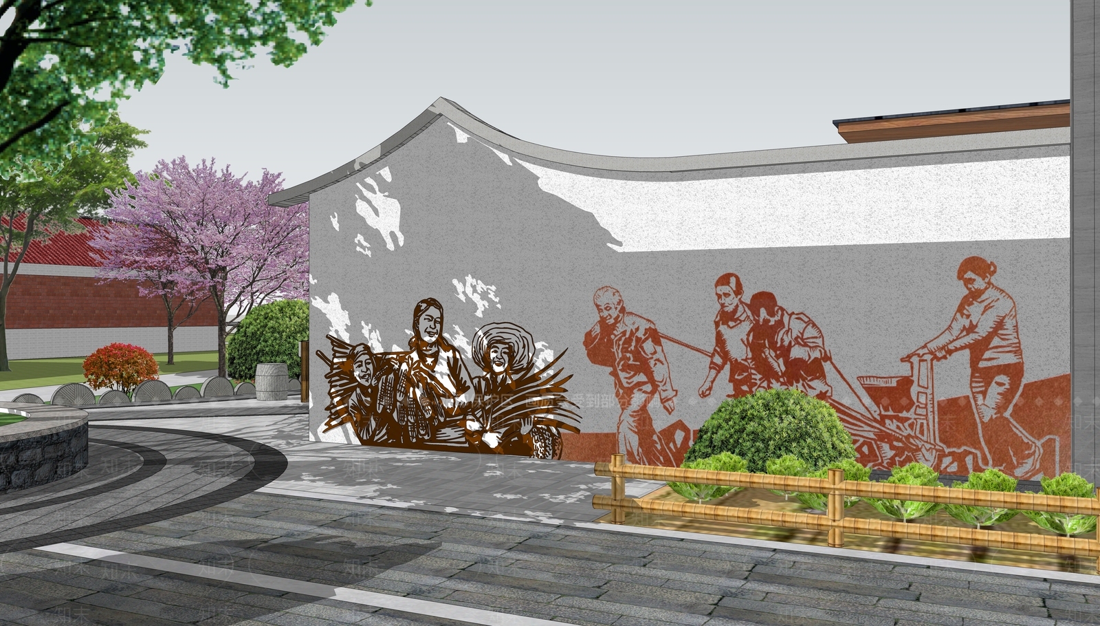 现代乡村公园SU模型下载【ID:1185814183】