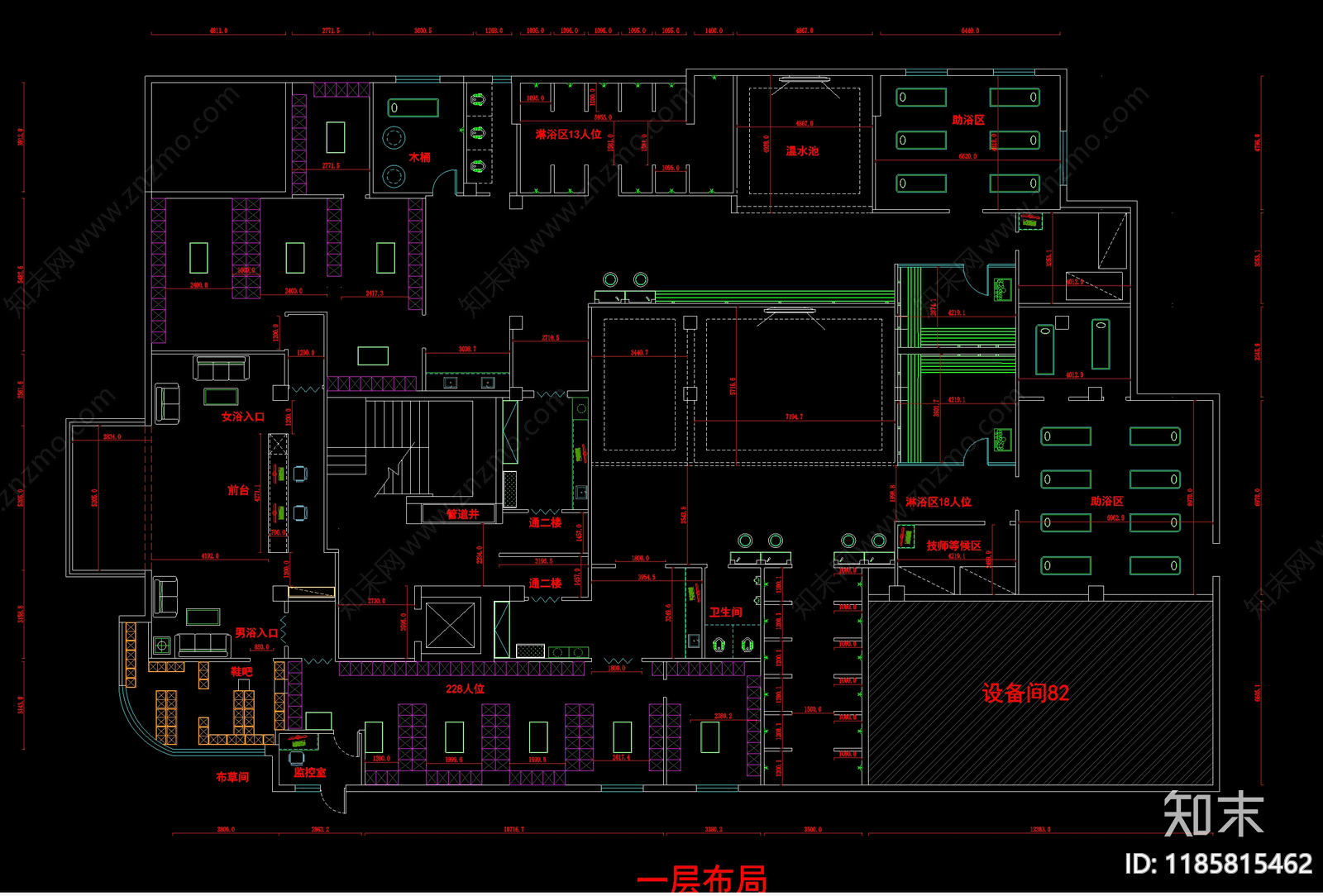 现代极简足浴店cad施工图下载【ID:1185815462】