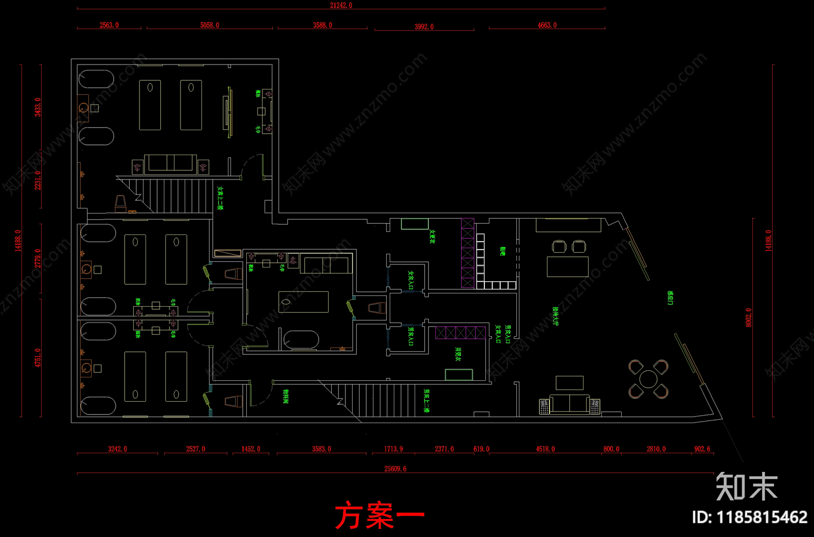 现代极简足浴店cad施工图下载【ID:1185815462】