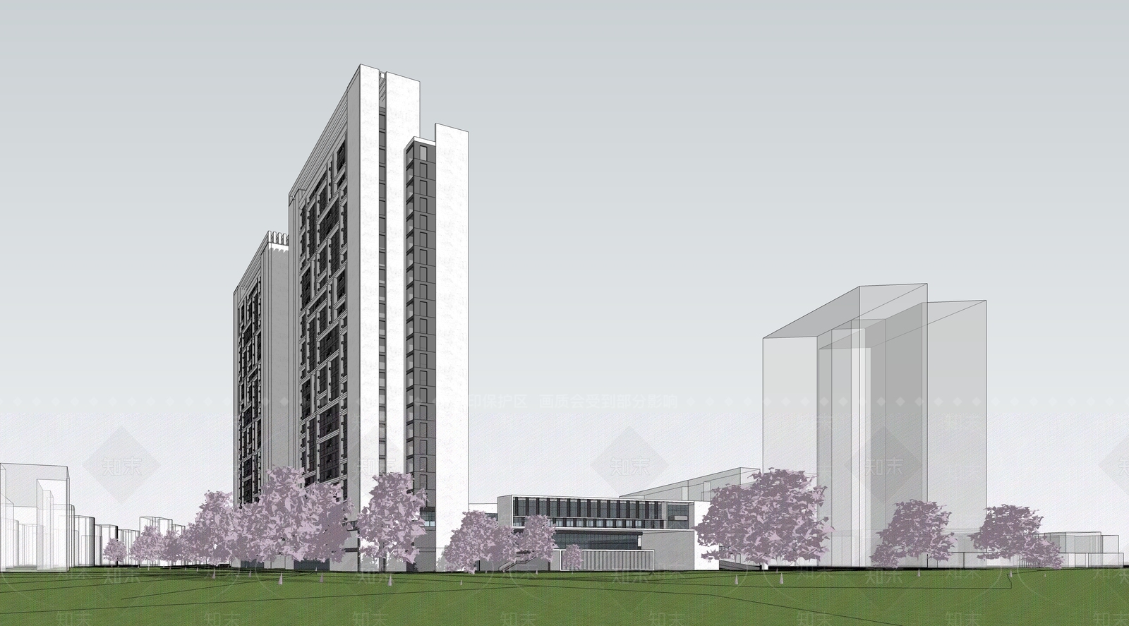 现代简约学校建筑SU模型下载【ID:1185819077】