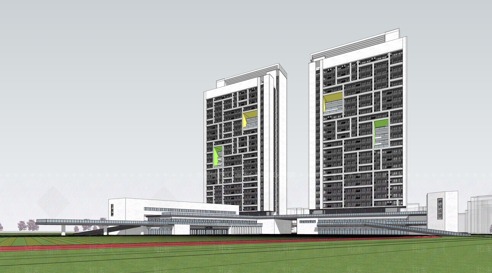 现代简约学校建筑SU模型下载【ID:1185819077】