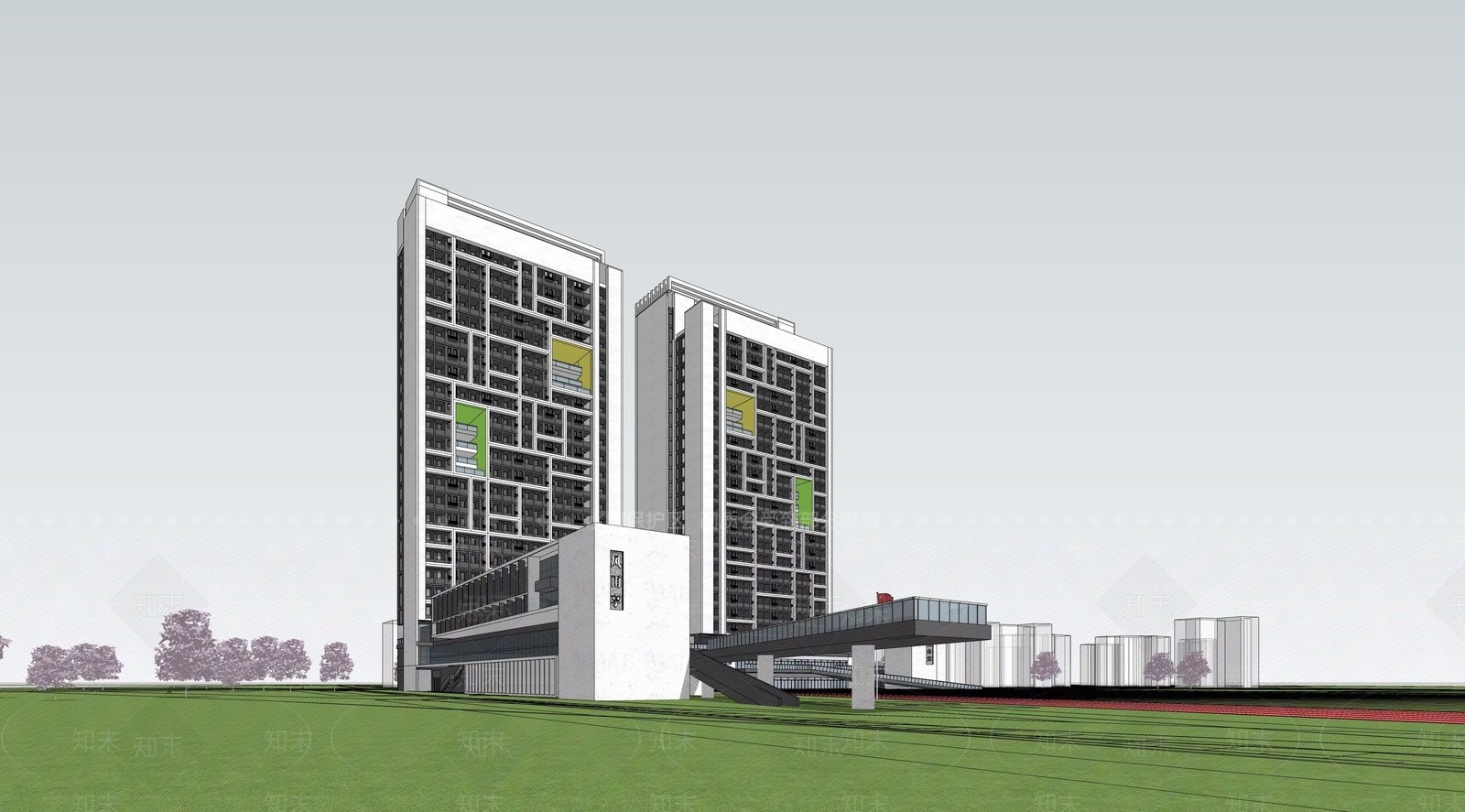 现代简约学校建筑SU模型下载【ID:1185819077】