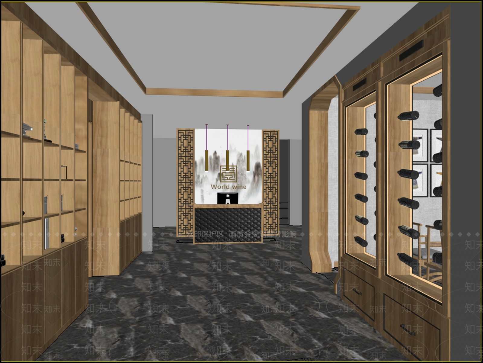 新中式原木其他商业空间3D模型下载【ID:1185820752】