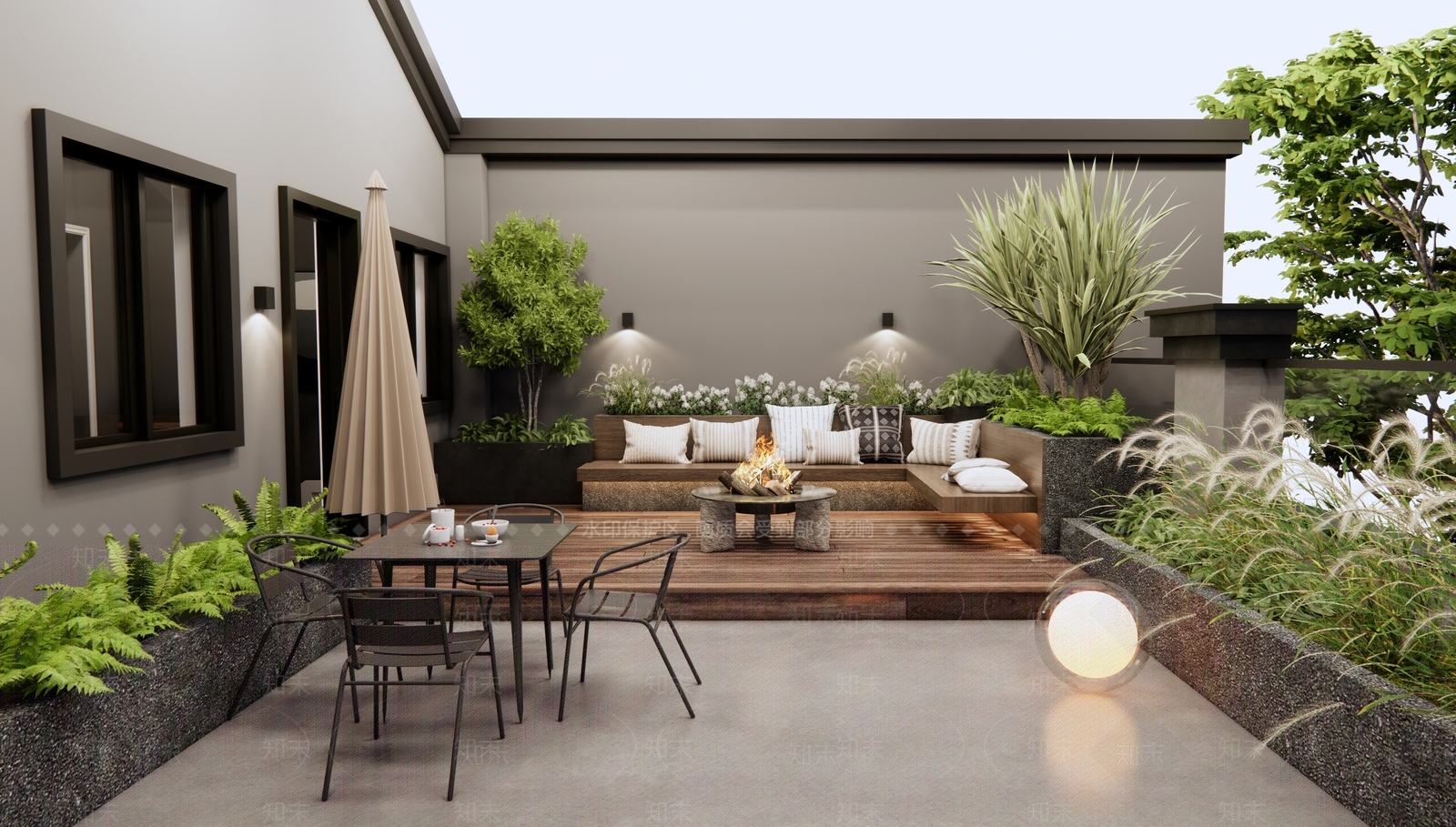 现代屋顶花园SU模型下载【ID:1185821902】