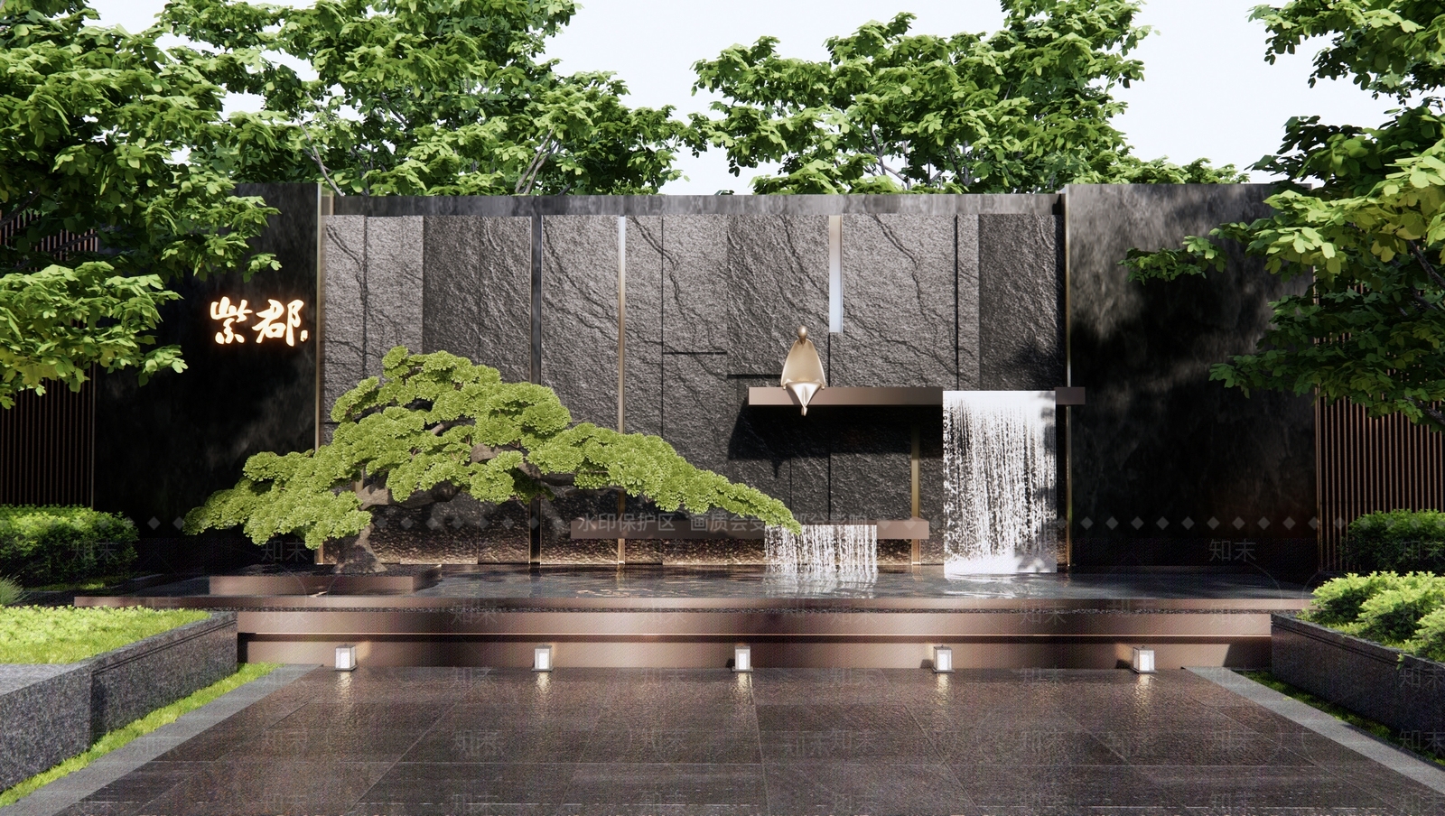 现代新中式景墙3D模型下载【ID:1185821967】