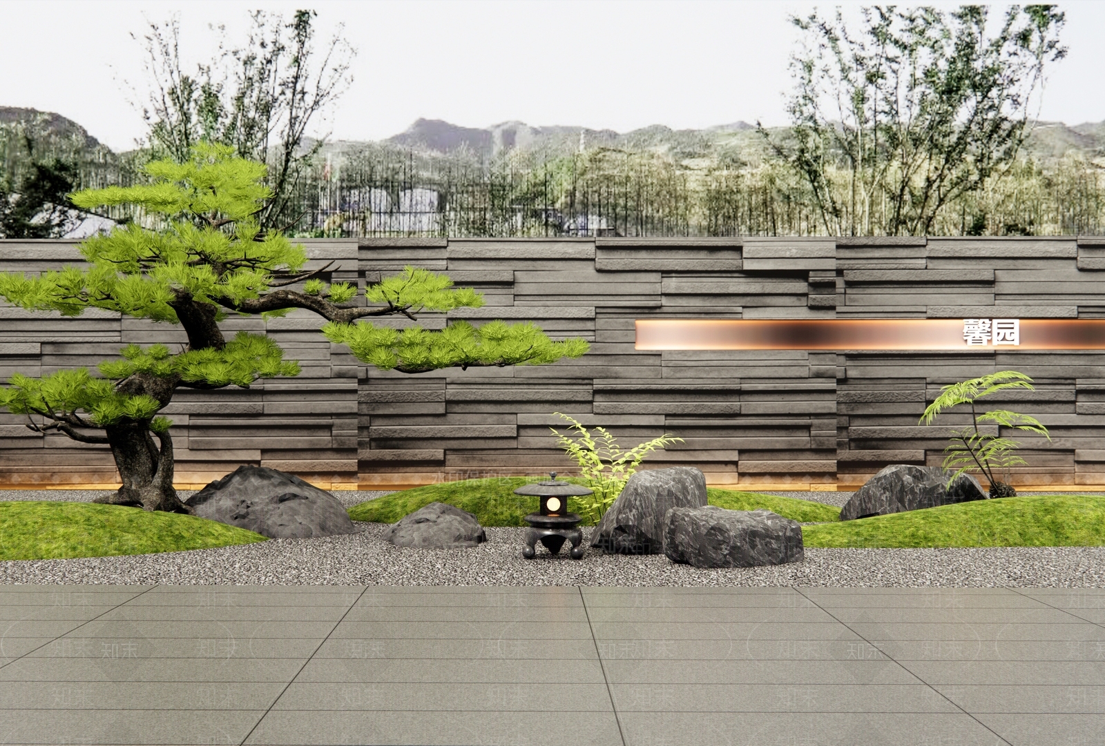 新中式景墙3D模型下载【ID:1185822351】