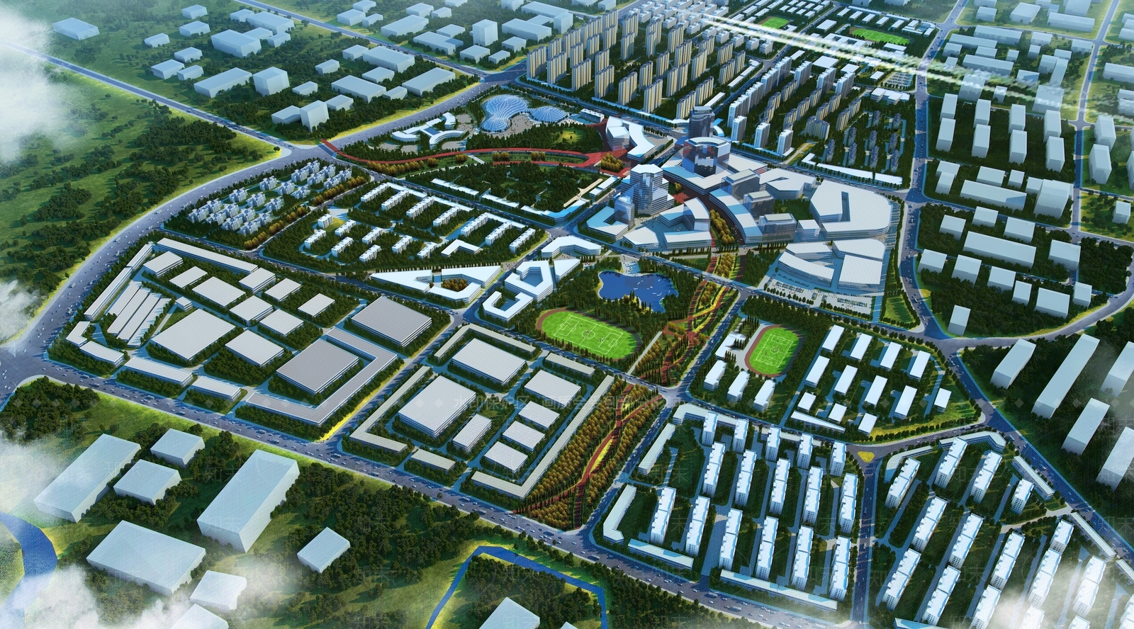 现代简约鸟瞰规划3D模型下载【ID:1185823029】