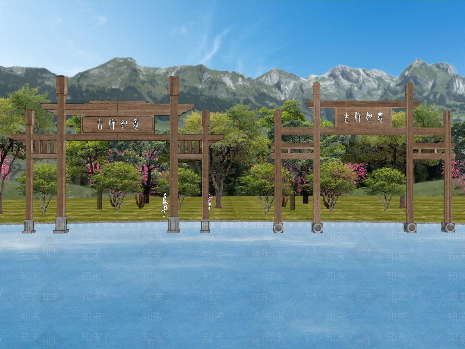 现代新中式牌坊牌楼SU模型下载【ID:1185824724】