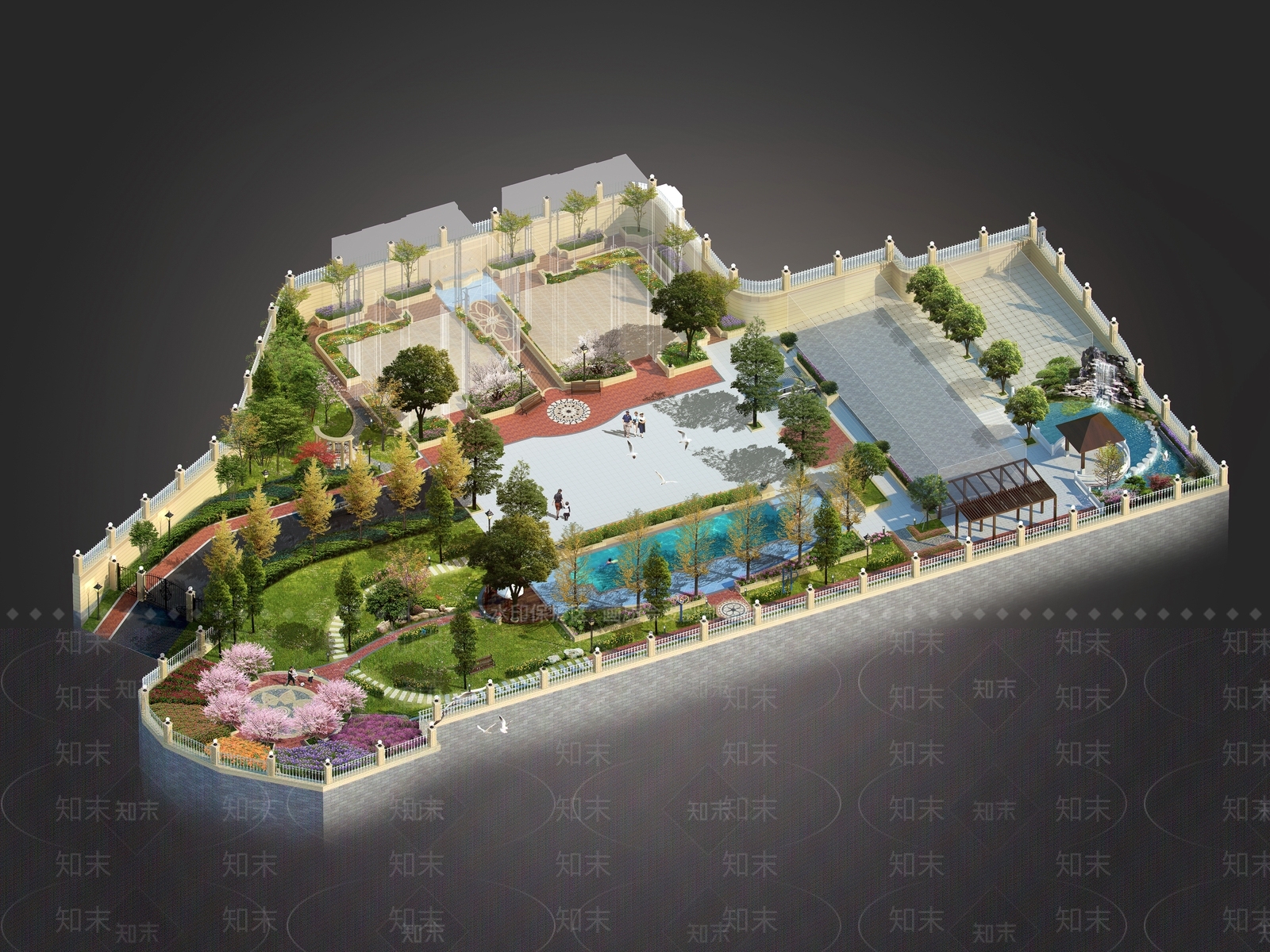 现代简约庭院3D模型下载【ID:1185825170】